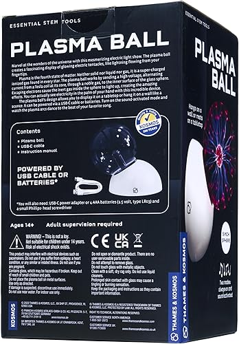 Miniatura 3 de Thames & Kosmos The Plasma Ball Essential STEM Tool | Dispositivo científico clásico, esfera de vidrio fresco de 5 pulgadas, espectáculo de luz