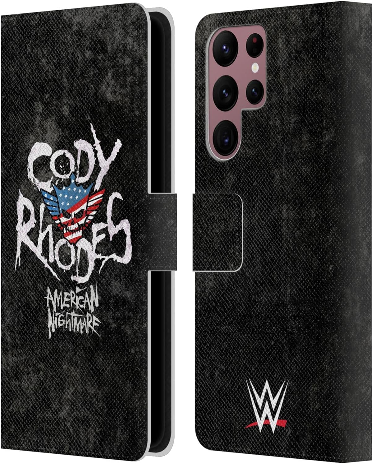 Head Case Designs Officially Licensed WWE Superstar Flag Cody Rhodes Leather Wallet Case Compatible with Samsung Galaxy S22 Ultra 5G
