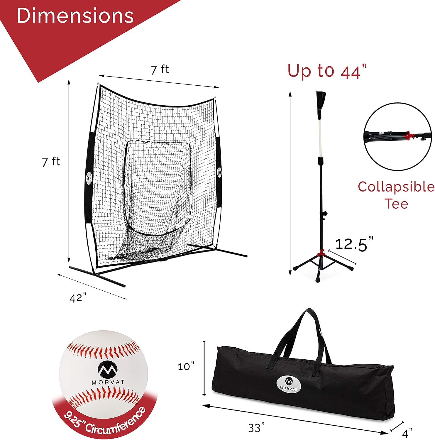 Morvat Heavy Duty Practice Net Set for Golf, Baseball, Softball & Soccer Balls, Indoor/Outdoor Training, Beginners to Advanced, Durable Frame with High Impact Ball Netting