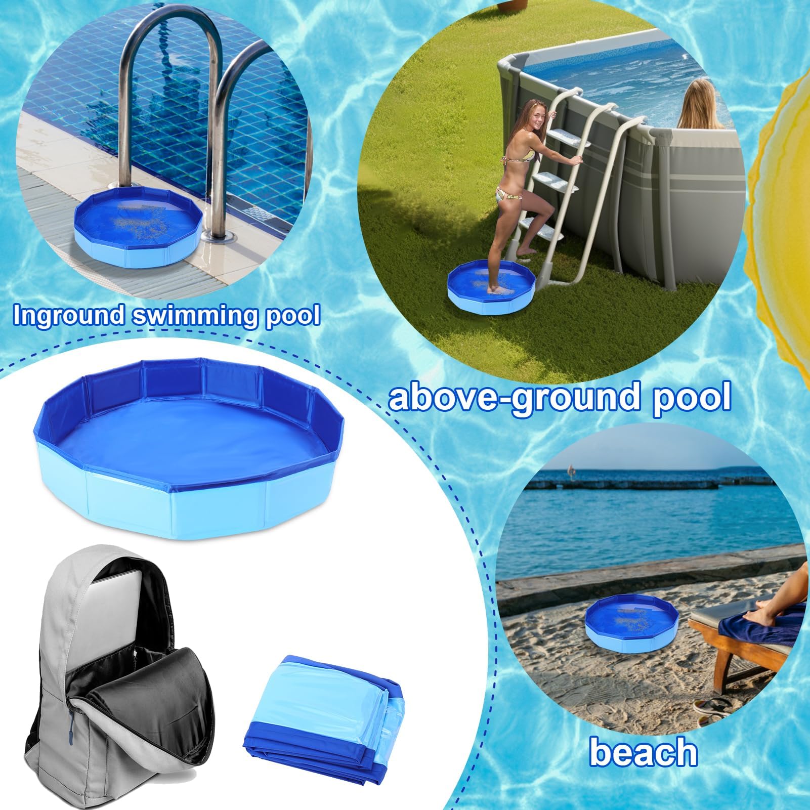 Vaschetta Lavapiedi per Piscina, Vasca pieghevole per piscina, Bacinella Pieghevole Pediluvio, Piscina Piscina Pediluvio Pieghevole, per Piscina, Vasca Idromassaggio, Spa