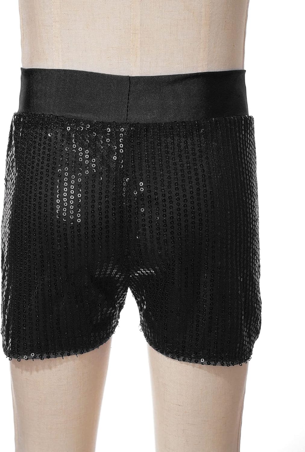ACSUSS Kids Girls Dance Shorts Sparkly Sequin Dance Pants with Elastic Waist for Hip Hop Jazz Dance Costume
