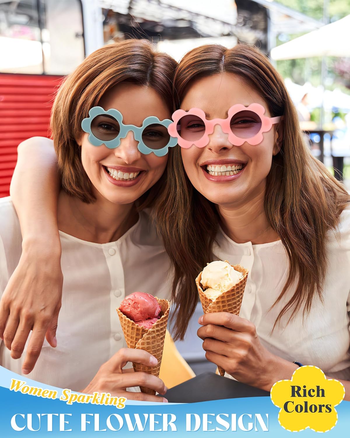 12 Pack 5.71'' Adult Flower Sunglasses Bulk, Cute Colorful Flower Glasses for Women Party Favors