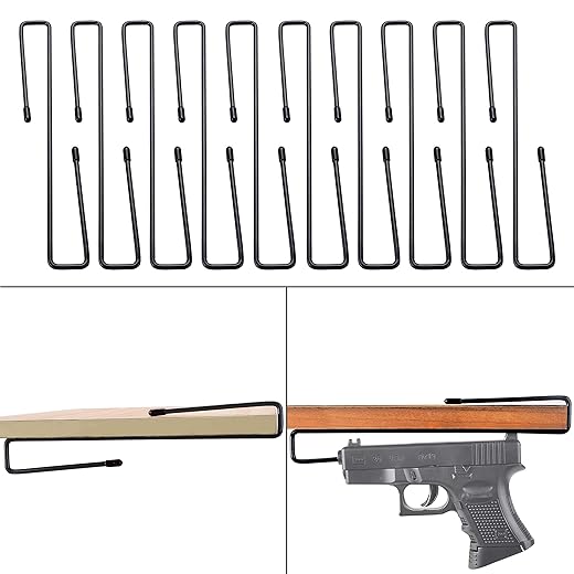 Adoreal 10 PCS Gun Rack, Pistol Rack for Gun Safe Shelf or Stack On Gun Cabinet, Gun Safe Accessory, Handgun Hanger Pistol Organizer for Display, Gifts for Hunters