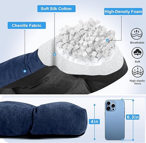 Miniatura 3 de Cojín de banco de 42 pulgadas, tela de felpilla, espuma de alta densidad, parte inferior antideslizante, cojín de asiento largo para interiores,