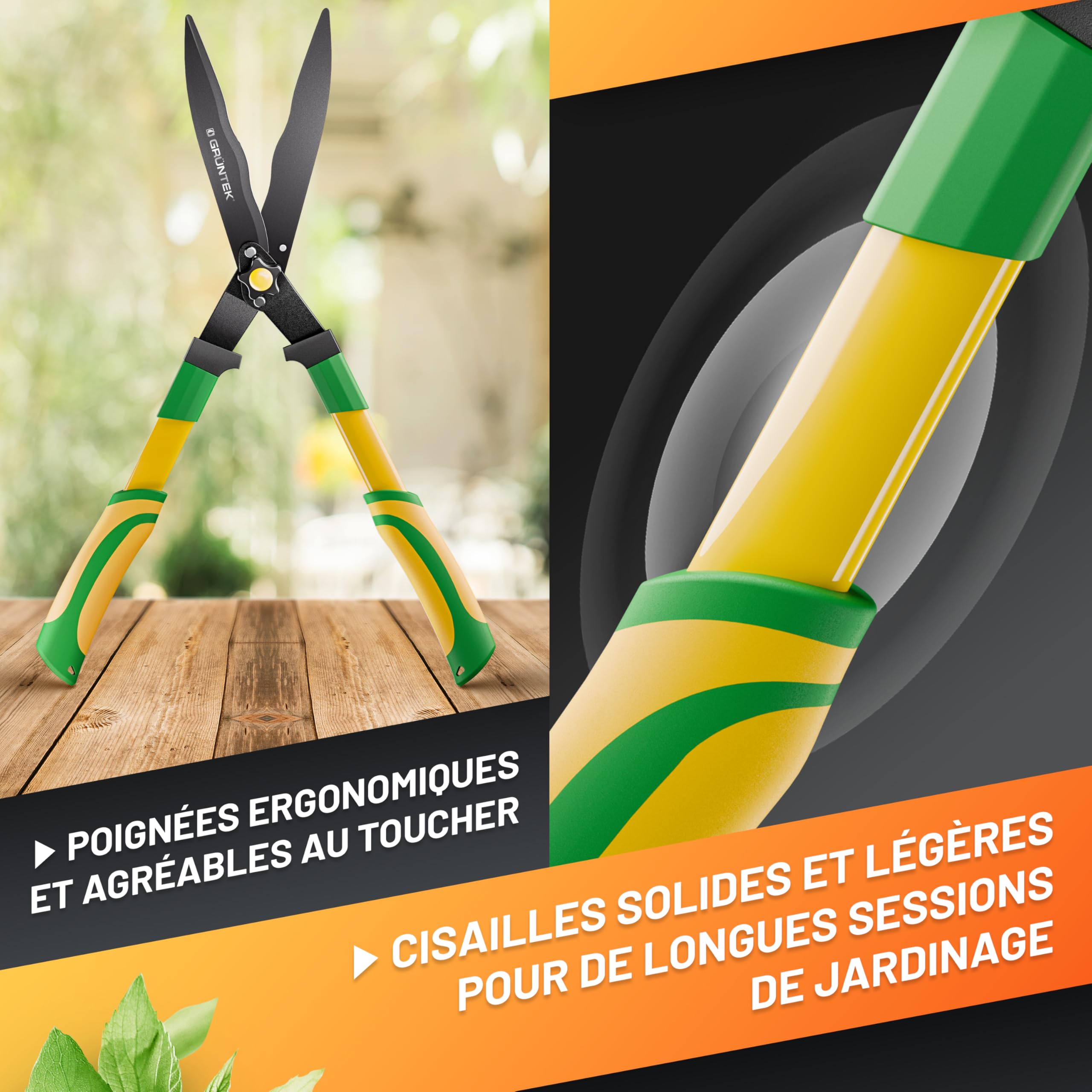 GRÜNTEK Cisaille à Haies Ébrancheur Jardin 560mm. Taille-Haies Manuel Professionnel
