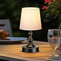 Vista 9 de PARTPHONER Mini Cordless LED Table Lamp, 5200mAh Rechargeable Battery Operated Lamp, 3-Level Brightness, Touch Dimmable Desk Lamp, Bedside Night