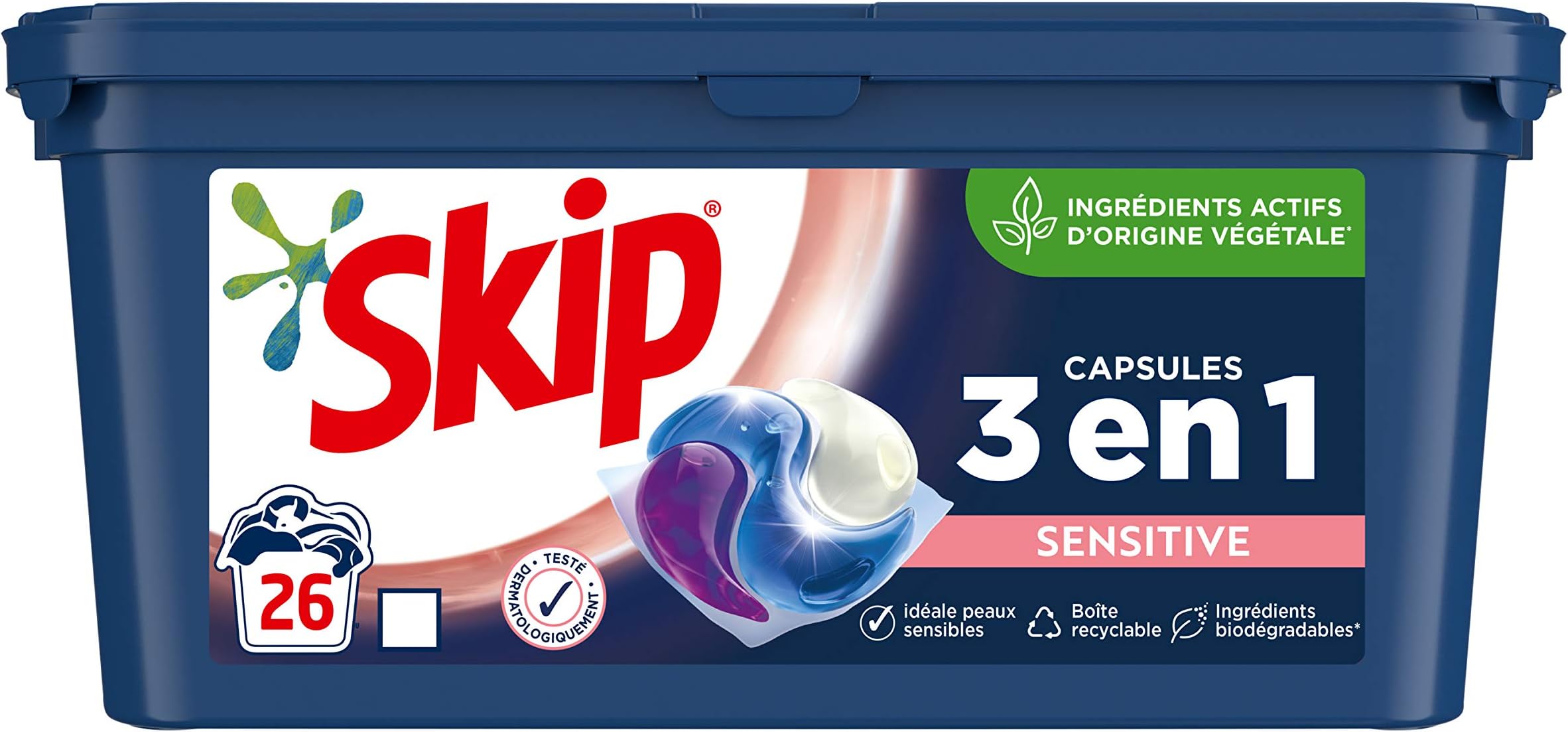 SKIP Skip Laundry Detergent Capsules Trio Ultimate Sensitive 26 Washes