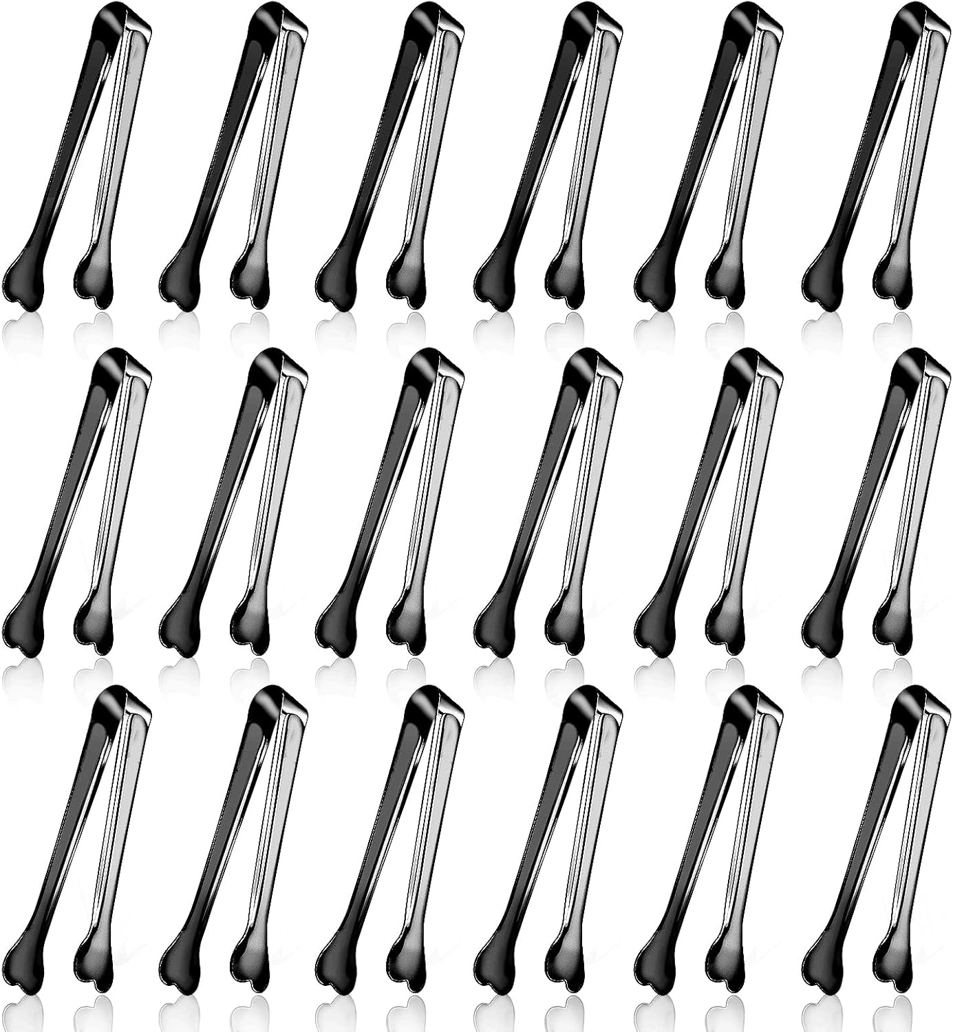 18 Pack Premium Small Serving Tongs, Mini Stainless Steel