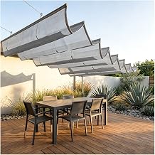 U  eklinde teleskopik tente,  rg , pergola i in geri  ekilebilir tente, paslanmaz  elik donan m ile, veranda, bah e, teras ve d  alanlar i in 1,6 x 9 m, 5,24 x 29,53 ft