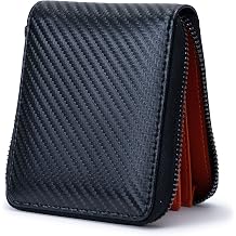 Alldaily RFID Blocking Wallet for Men Zipper Bifold RFID Card Holder, Black & Orange