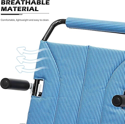 Miniatura 14 de Silla de ruedas ligera para adultos, asiento plegable de transporte de 18 pulgadas, silla de ruedas plegable con reposapiés elevable para viajes de