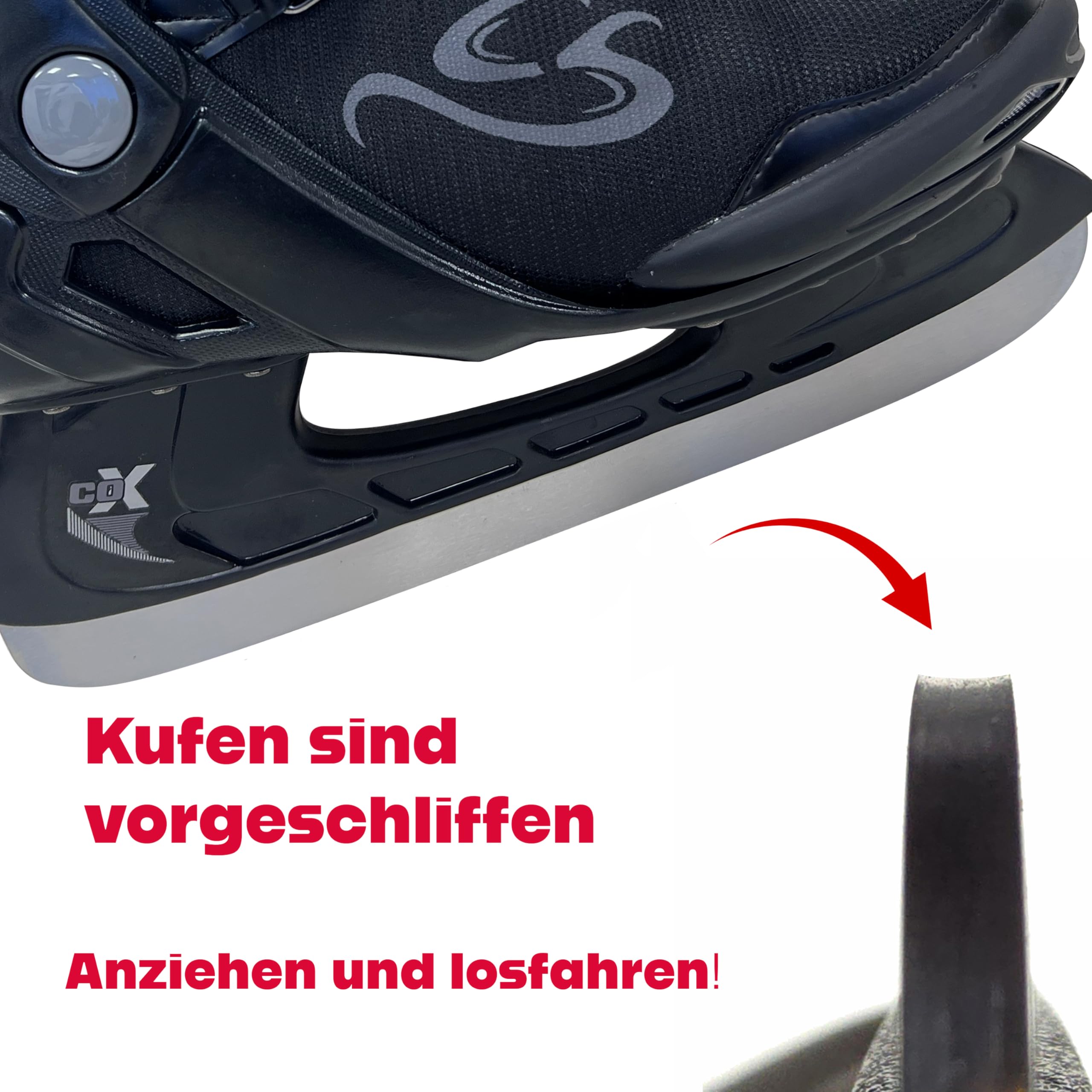 Cox Swain Schlittschuhe Frost, Softboots für Kinder und Erwachsene, Anfänger/Fortgeschrittene, Bequeme Passform, Edelstahlkufe vorgeschliffen, Gr. 38-46
