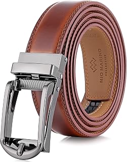 Marino's Mens Genuine Leather Ratchet Dress Belt with Open Linxx Buckle