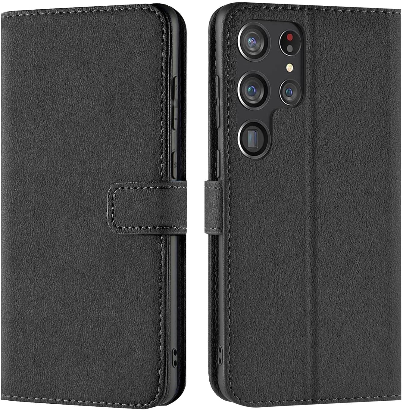 Verco Mobile Phone Case for Samsung Galaxy S23 Ultra Case Book Case Flip Cover for Samsung S23 Ultra Case [Card Slots/Stand Function] Black