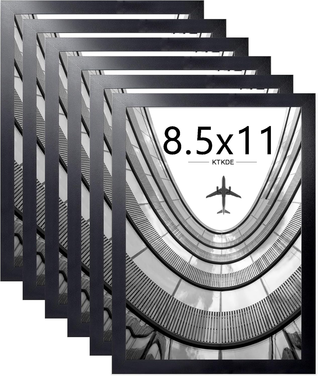 KTKDE 8.5x11 Picture Frame Certificate Document Frame with Shatter Resistant Plexiglasss, 6 Pack Diploma Frames for Wall and Tabletop, Walnut