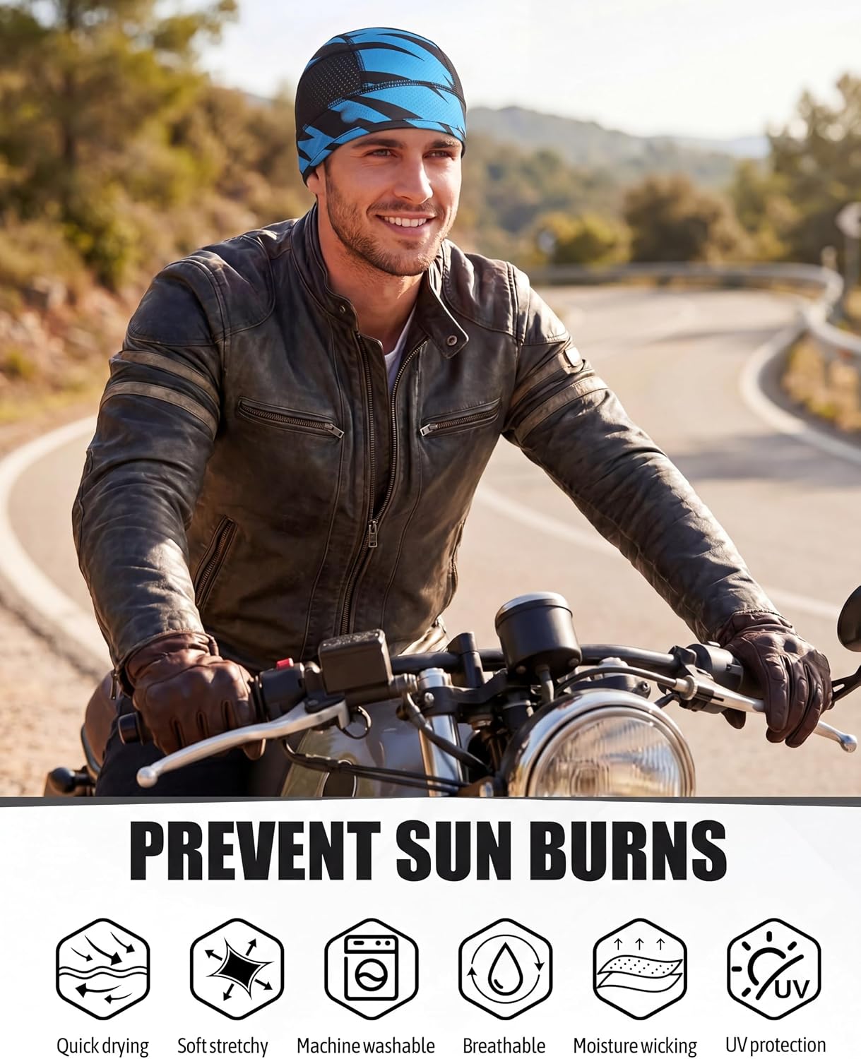 6pcs Cool Skull Cap for Men Breathable Mesh Helmet Liner image 3