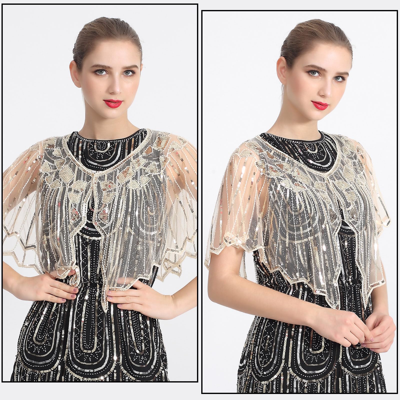 ELECLAND 10 sztuk Flapper Great Gatsby zestaw akcesoriów z lat 20. XX wieku, modny zestaw tematyczny z opaską na głowę, długie czarne rękawiczki, naszyjnik, kolczyki dla kobiet