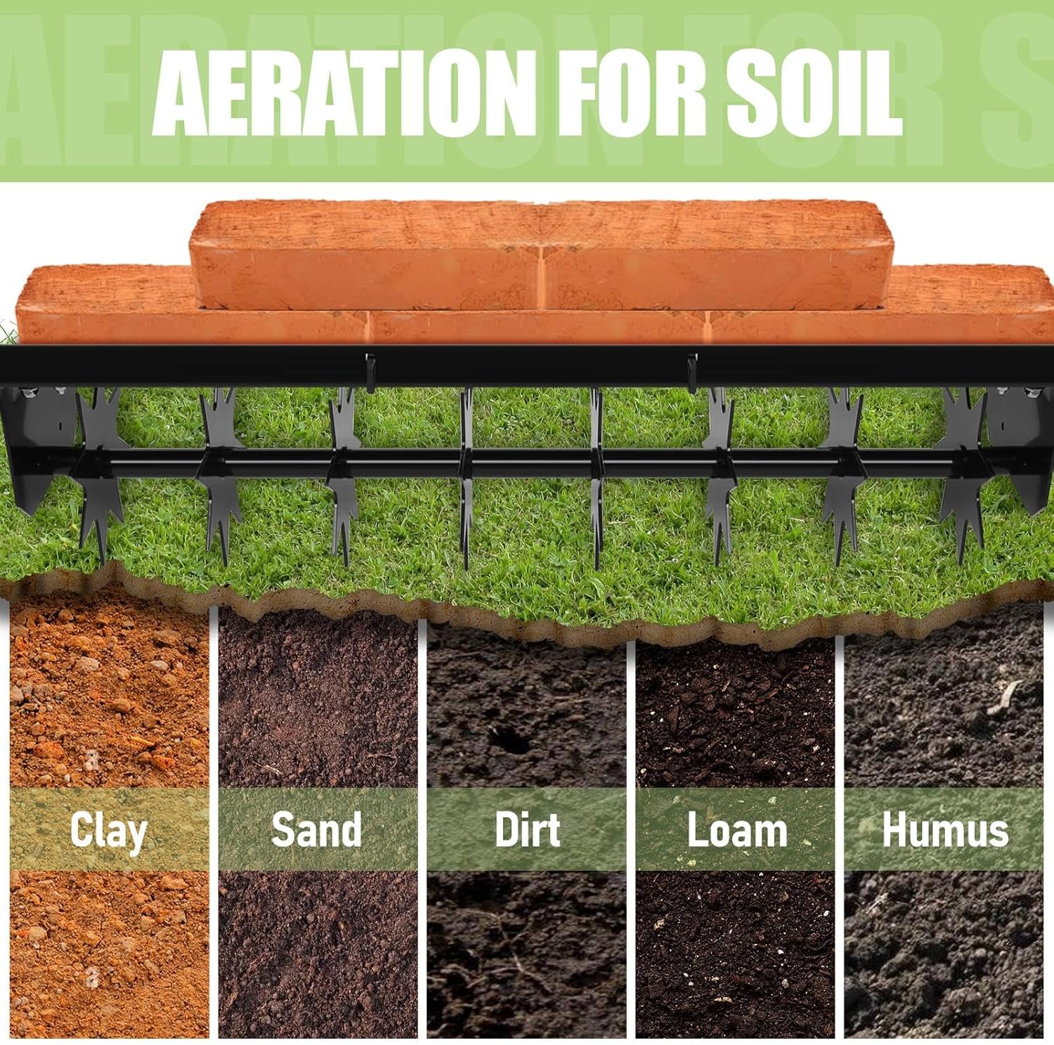 Tow Behind Aerator, 200 LBS Capacity Durable Rolling Spike Aerator,31 Inch Manual Tow Behind Tool with 8 Steel Disks for Yard and Residential Lawns