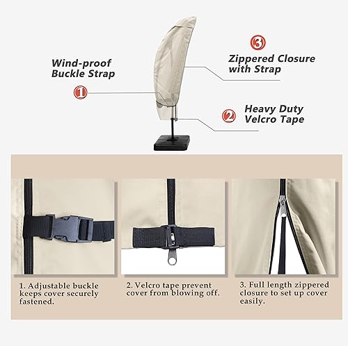 Miniatura 4 de Porch Shield Funda para sombrilla de patio, impermeable, para exteriores, para jardín, con diseño de plátano, se adapta a paraguas voladizo de 7.5 a