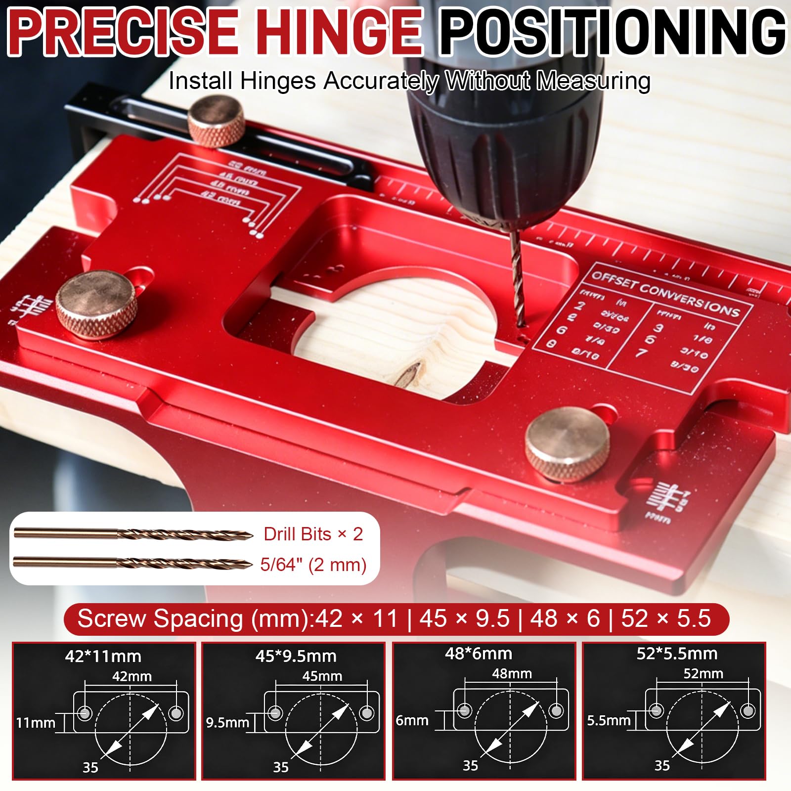 Zawias garnkowy 35 mm szablon do wiercenia aluminium, precyzyjny zawias Jig