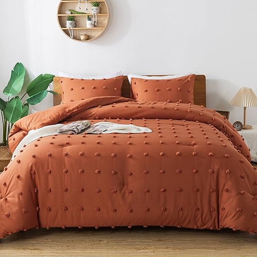 Paxrac Tuffed Terracotta Comforter Set King Size(104x90 inches), 3 Pieces Soft