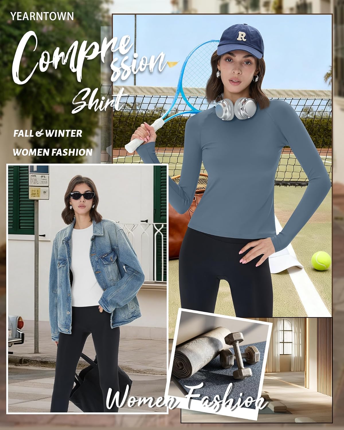 4 Pack Womens Compression Long Sleeve Shirts Crew Neck Yoga Tops Slim Fit Workout Basic T Shirt Gym Sports