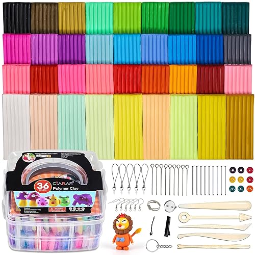 CiaraQ Polymer Clay-Oven Baked Modeling Clay with Sculpting Tools, 36 Colors, 2.6 lbs - 36 Colors