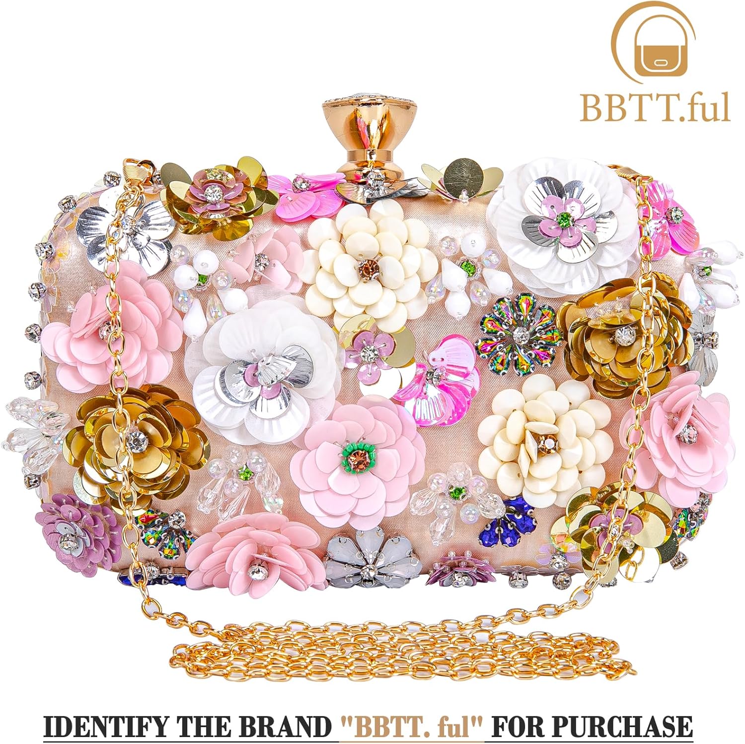 Women Clutches Flower Evening Handbag Chain Strap Shoulder Bag handbag Wedding bag purse - Image 8