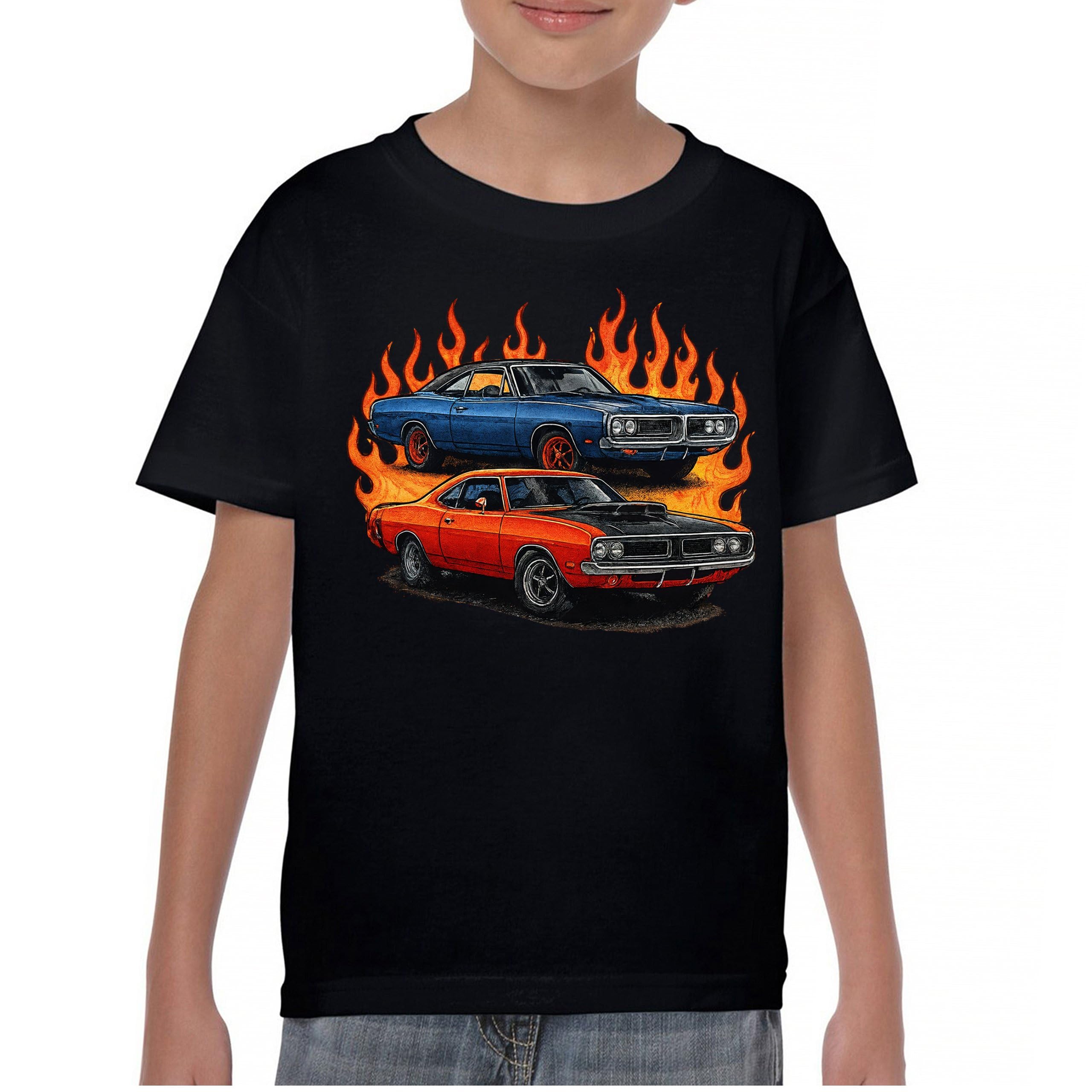 Classic American Muscle Cars Youth Graphic Short Sleeve T-Shirt