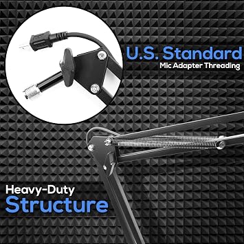 PYLE-PRO USB Suspension Boom Microphone Stand - Adjustable Compact USB Microphone Arm Stand, Durable Steel for Radio Broadcasting Studio, Voice-Over Sound Studio, Stages, and TV Stations PMKSHUSB04.5