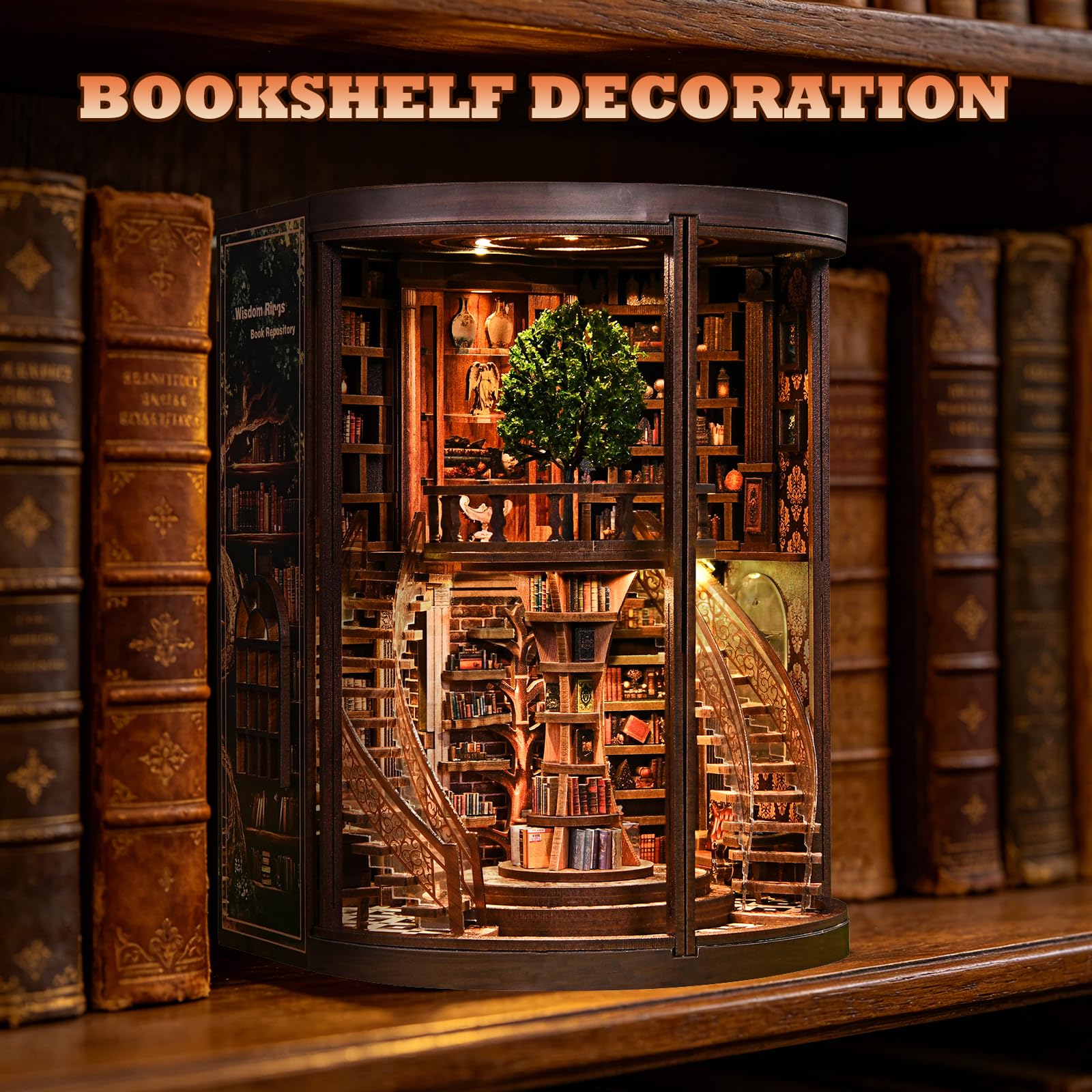 DIY Book Nook Kit - 3D Wooden Puzzle with Lights -6