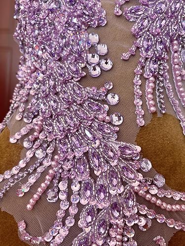 Miniatura 23 de Vestido de novia con cuentas a mano, parches para coser en apliques de encaje con diamantes de imitación, accesorios de cristales de bricolaje