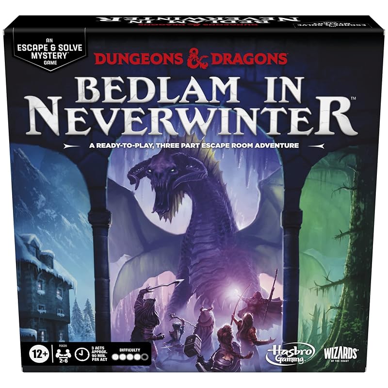 Hasbro Gaming Dungeons & Dragons: Bedlam in Neverwinter Board Game, Escape Room, Cooperative Strategy Games for Ages 12+, 2-6 Players, 3 Acts Approx. 90 Mins Each (Amazon Exclusive)