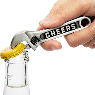Wrench Bottle Opener - Heavy Duty Beer & Soda Cap Opener - Unique Bar Tool Gift for Men - Multitool Kitchen Gadget (Antique Silver)