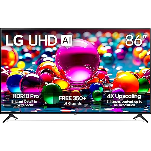 LG 86-Inch Class UHD AI 4K UA77 Series Smart TV w/AI Sound, HDR10, 4K Super Upscaling, Filmmaker Mode, Wow Orchestra, Compatible with Alexa (86UA7700PUA, 2025)