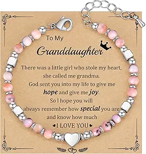 Christmas Gifts for Women, Stocking Stuffers for Teens Beaded Bracelets for Women Gifts for Mom Christmas Gift Mothers Day Gift for Grandma Daughter Bonus Mom Nature Stone Bead Bracelet Graduation Jewelry for Her 2026