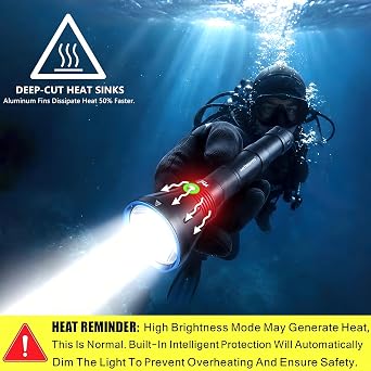 Scuba Dive Light Rechargeable Diving Flashlight 1,640FT Long Range
