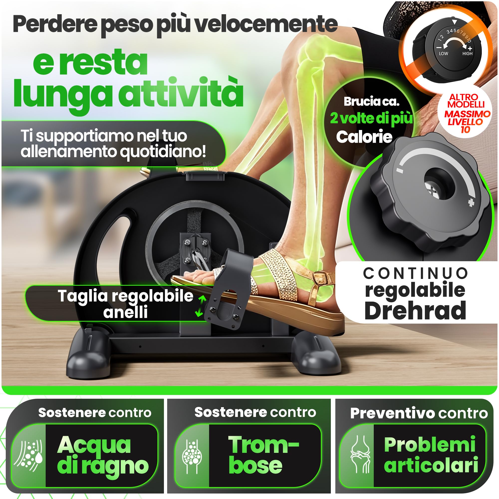 Ultrasport Pedaliera per Gambe e Braccia con Tappetino Antiscivolo e Cinghia di Fissaggio, Cyclette da Seduta I Pedaliera Riabilitazione per Anziani I Mini Cyclette da Seduti