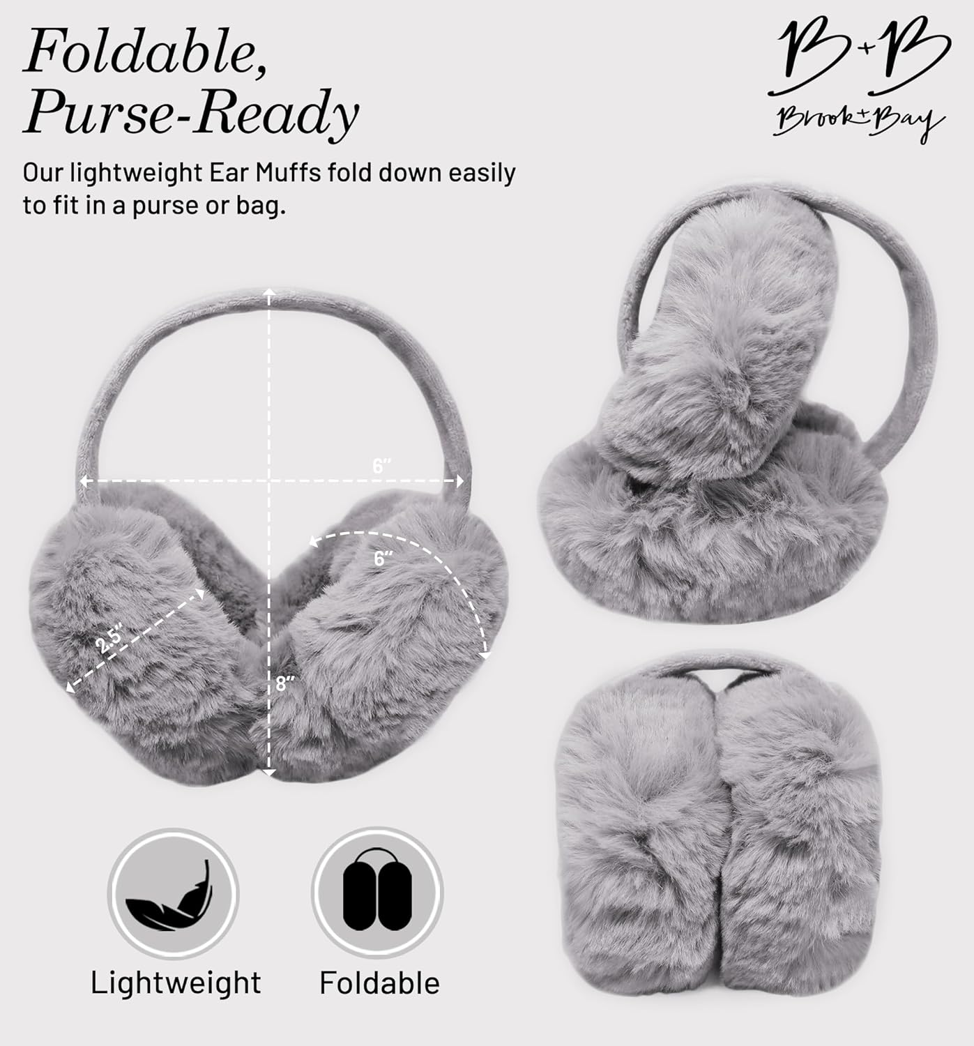 Brook + Bay Ear Muffs Winter Women - Winter Ear Muffs for Women - Adjustable Fluffy Folding Earmuffs - Women's Earmuffs - Image 4