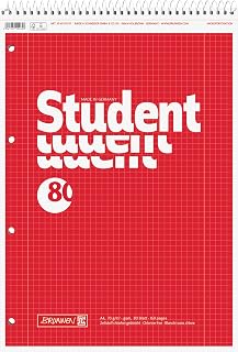 BRUNNEN Collegeblock Student Spirale oben | A4, Lineatur 28, 80 Blatt, rot