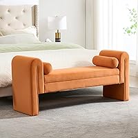 Vista 15 de Banco de almacenamiento al final de la cama para dormitorio, banco de almacenamiento de terciopelo tamaño King de 65" con 2 almohadas, banco sofá