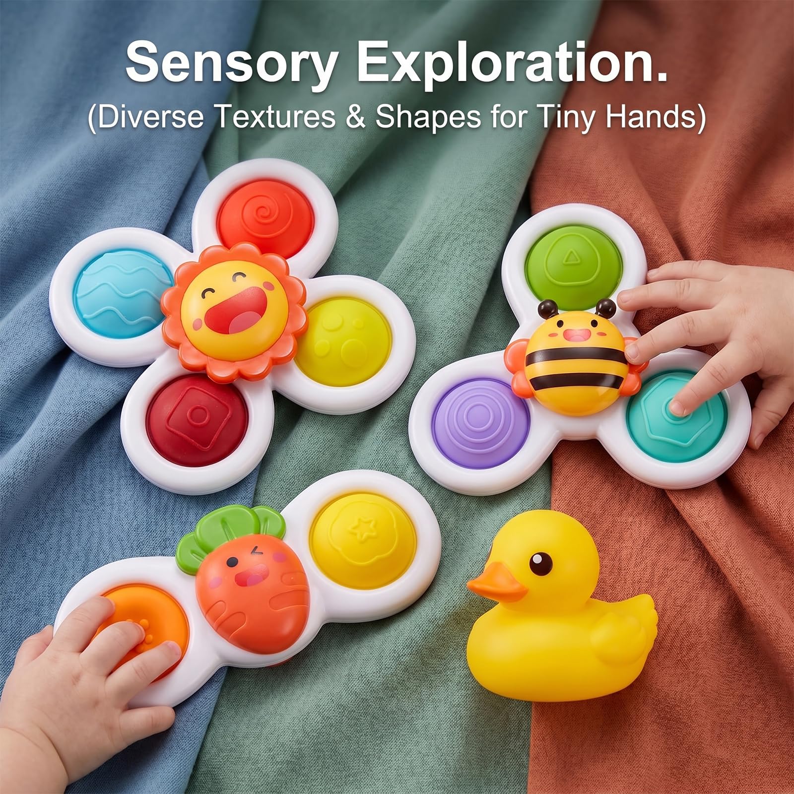 DESPOINA Spinner Bebé con Ventosa, Juguetes Giratorios Sensoriales Educativos, Juguetes de Baño para Trona y Viaje, Regalos Ideales para Niños y Niñas Pequeños - 4