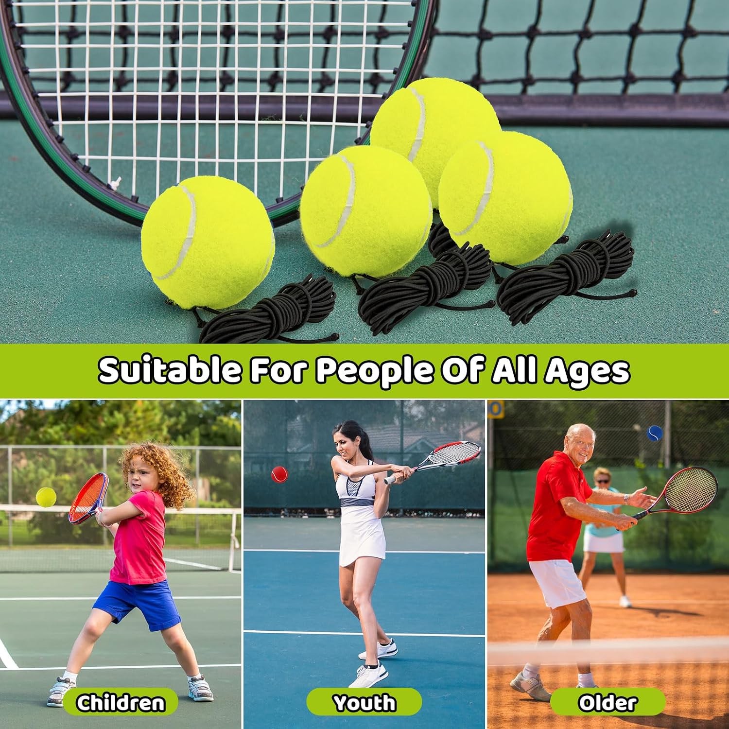 Tennis Training Ball with String,Tennis Trainer Balls Self Practice Trainer Tool, Tennis Ball Training Equipment for Rebound Baseboard Self Tennis Training Tool
