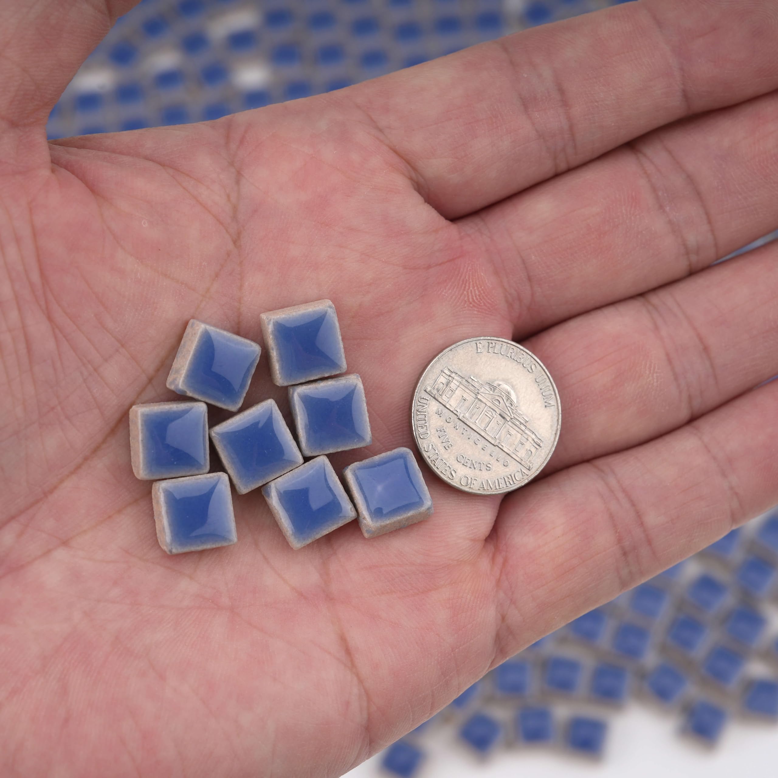 Azulejos de mosaico cuadrados de cerámica para manualidades, azulejos pequeños de 10 mm para manualidades y marcos detallados, suministros de mosaico esenciales, 1 libra/aproximadamente 450