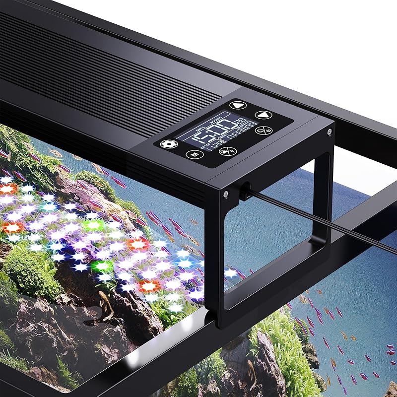 24/7 LED Aquarium Light for Fish Tank Plant with Timer, 48-54 Inch | Fish Tank Light for Plants, Auto On Off with Timer, 9 Colors, Adjustable Brightness, Daylight & Moonlight, DIY and Weather