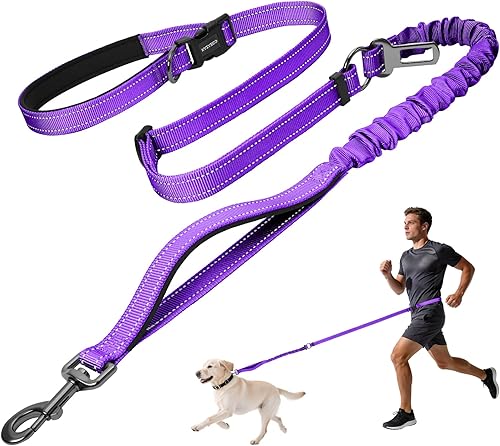 Miniatura 15 de Kazazoo Correa para perro manos libres con longitud ajustable de 6 a 9 pies, diseño elástico resistente sin tirones, seguridad reflectante para