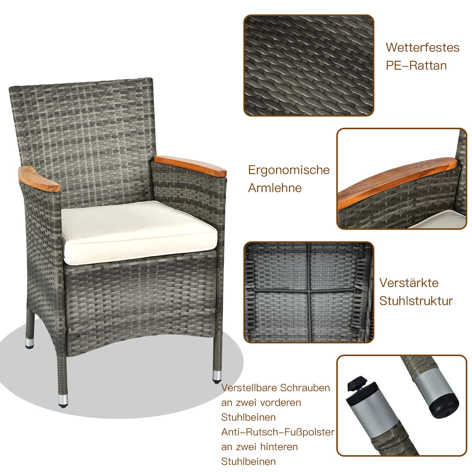GIANTEX Rattan Gartenmöbel Set, Sitzgruppe Garten Lounge 8 Stühle mit Tisch, Rattan Lounge Möbel Outdoor, Terrassenmöbel Balkonmöbel Set für 8 Personen, Gartengarnitur Sitzgarnitur Garten Essgruppe