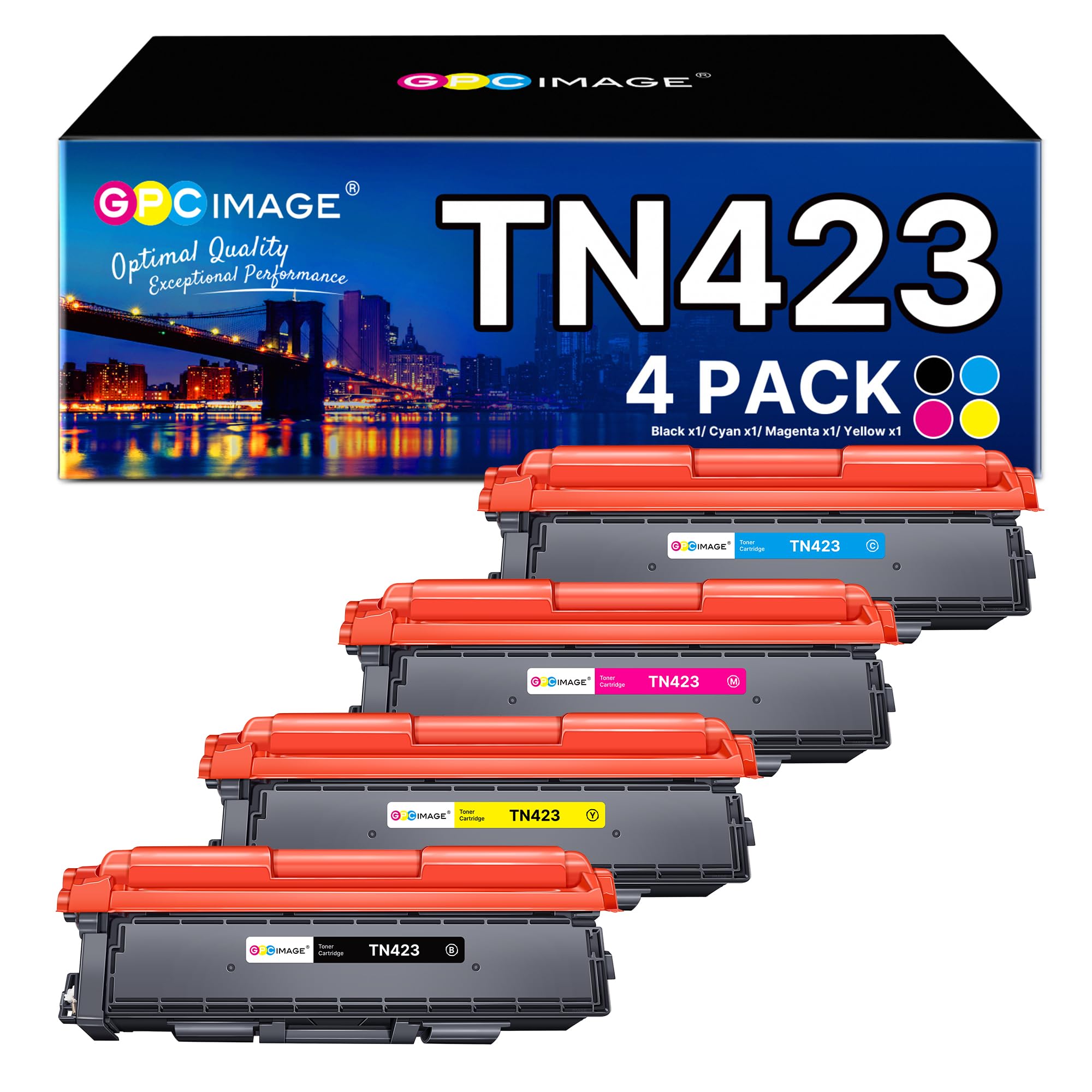 TN423 TN-423 Toner Set Kompatibel für Brother TN-423BK TN421 Toner Multipack für MFC-L8690CDW HL-L8260CDW DCP-L8410CDW HL-L8360CDW MFC-L8900CDW (4er-Pack, 423 Schwarz Cyan Magenta Gelb)