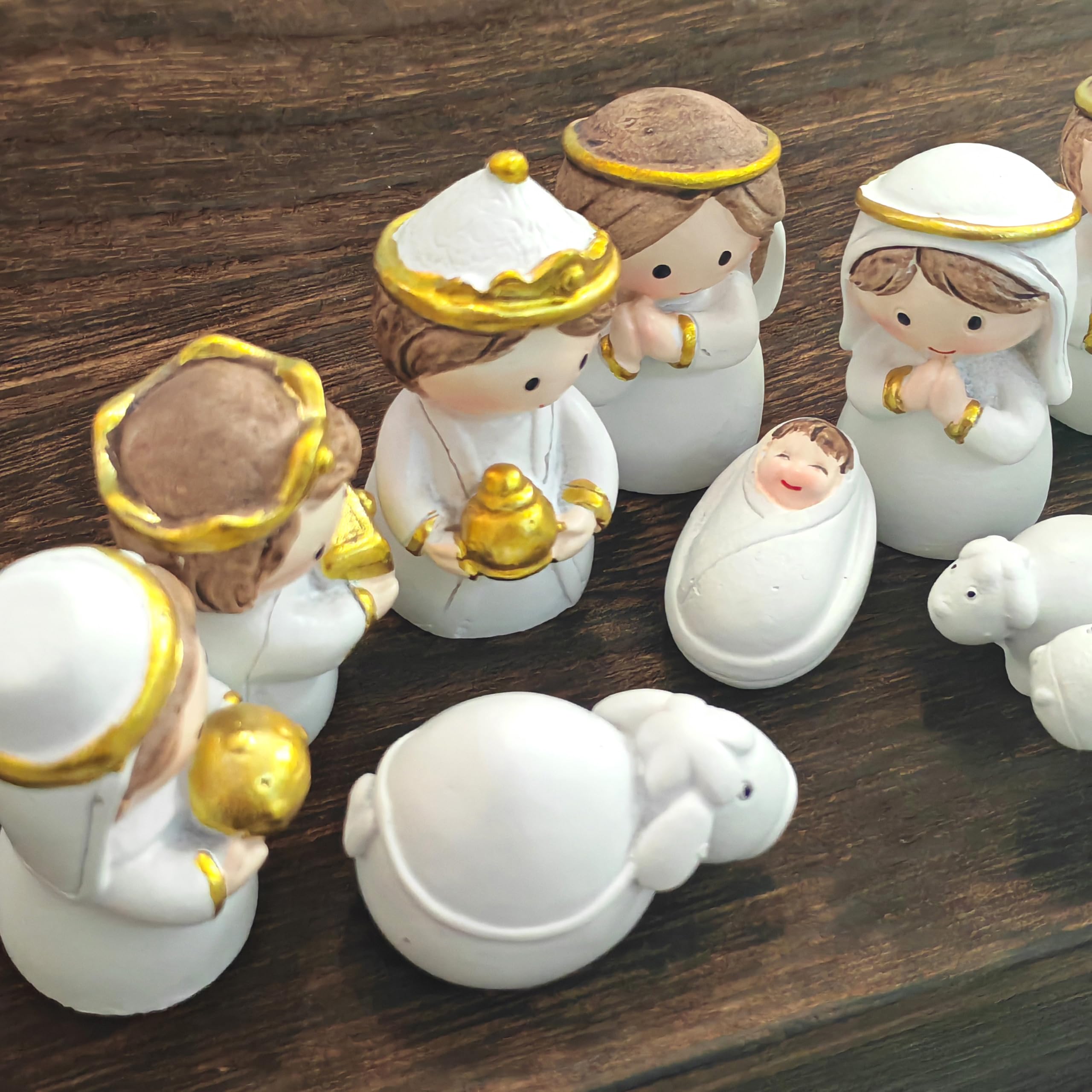 Set di presepi carini dei cartoni animati, presepe di Natale, stile maturo
