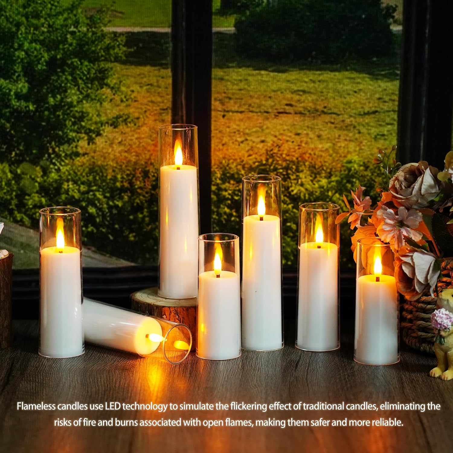 Eebuss Flameless LED Candles Set of 9, Battery Operated Candles with Remote and Timer, Flickering Realistic Pillar Candle for Home Decor (D 1.6"×H 4" 4" 4" 5" 5" 5" 6" 6" 6") ((White))
